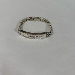 Brighton Vintage Silver Plate ID Link Bracelet “Embrace the Journey “
